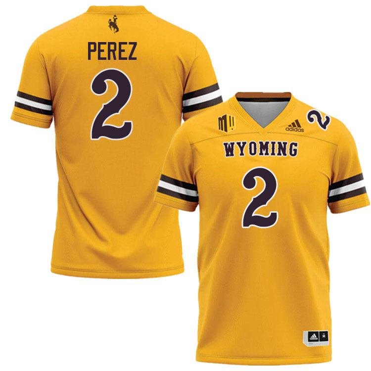 #2 Steven Perez Wyoming Cowboys Jersey College Football Uniforms,Gears,Jerseys-Gold